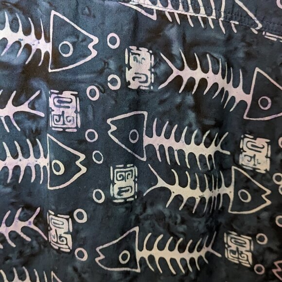 Mad Gringo Island Camp Shirt Fishbone Rayon Wood Button Batik Retro 3X - Picture 4 of 7